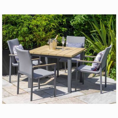 Stockholm 4 Seat Dining Set with 2.5m Parasol