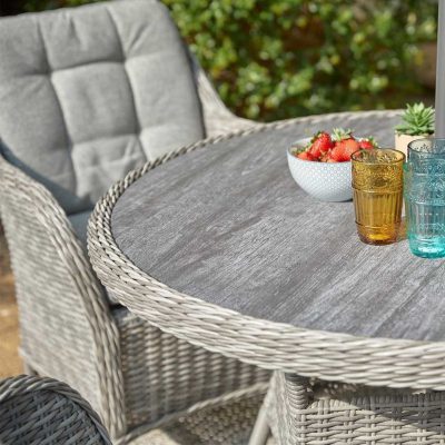 St Tropez Stone 4 Seat Dining Set with 2.5m Parasol - Image 2
