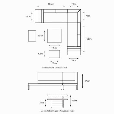 Monza Modular Dining Set with Adjustable Table - Image 3