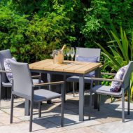Stockholm 4 Seat Dining Set With Delux 2.5m Parasol